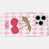 Coquette Monogram Pink Jacquard Pink Cherry Case-Mate iPhone Hülle (Rückseite (Horizontal))