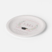 Coquette Monogramm-Abschluss Pappteller (Schrägansicht)