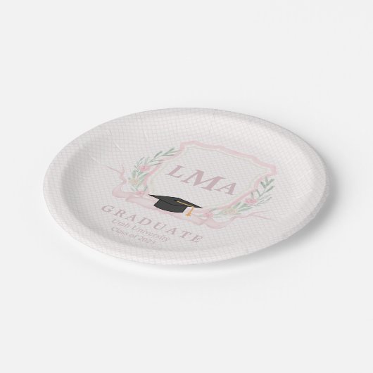 Coquette Monogramm-Abschluss Pappteller (Schrägansicht)