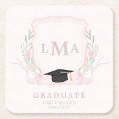 Coquette Monogramm-Abschluss Rechteckiger Pappuntersetzer (Vorderseite)