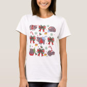 Coquette Moo Deng und Weihnachtsbaum T-Shirt (Vorderseite)