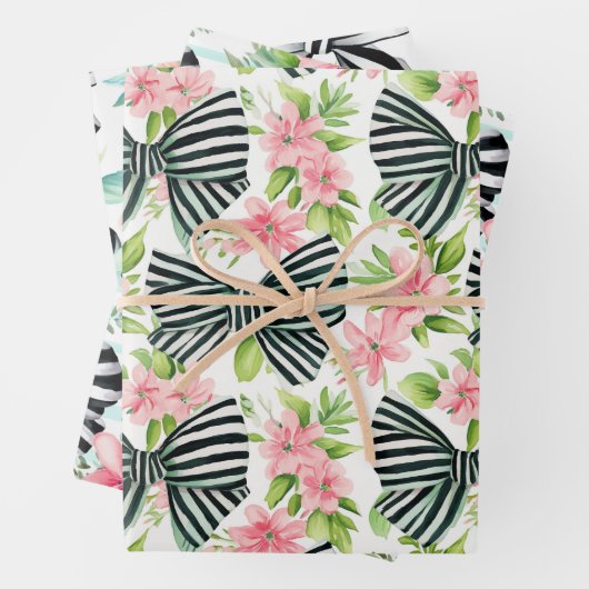 Coquette-Muster für Schwarzweiß-Streifen Geschenkpapier Set (Beispiel)