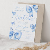 Coquette Navy Blue Bow Sweet 16 Party Einladung