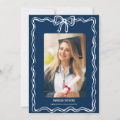 Coquette Navy Bow Foto Abschluss Ankündigung (Vorderseite)