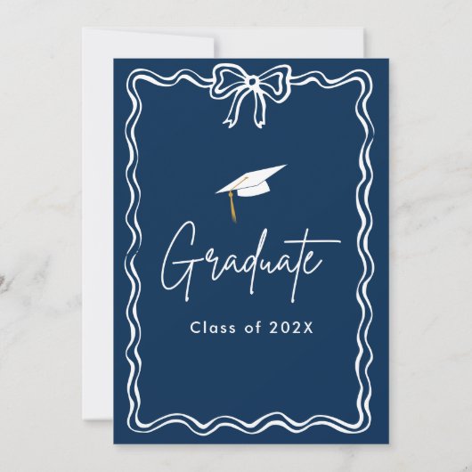 Coquette Navy Bow Foto Abschluss Ankündigung (Rückseite)