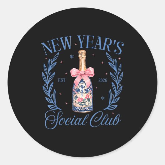 Coquette New Year 2026 Chinoiserie Social Club Wom Runder Aufkleber (Vorderseite)