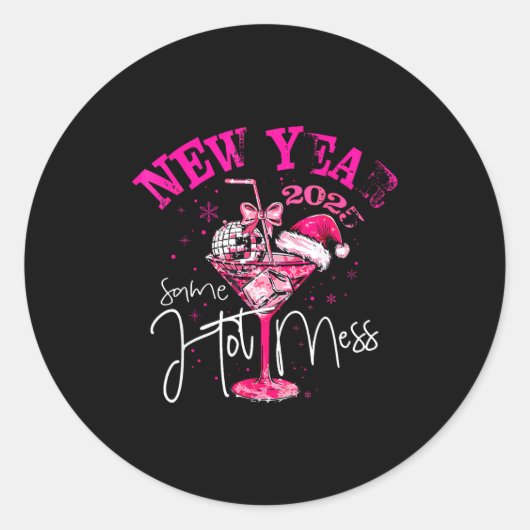 Coquette New Year Same Hot Mess 2025 Funny New Yea Runder Aufkleber (Vorderseite)