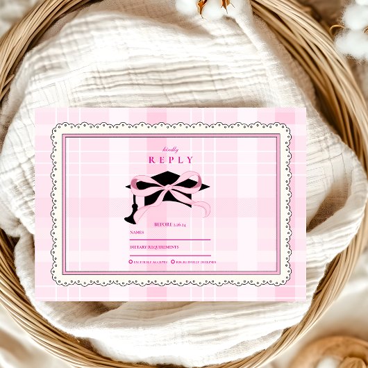 Coquette Niedlich Pink Bow Abschluss RSVP Karte