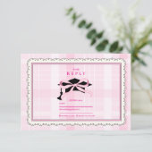 Coquette Niedlich Pink Bow Abschluss RSVP Karte (Stehend Vorderseite)