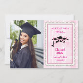 Coquette Niedliches Foto Pink Bow Abschluss Ankündigung (Vorderseite)