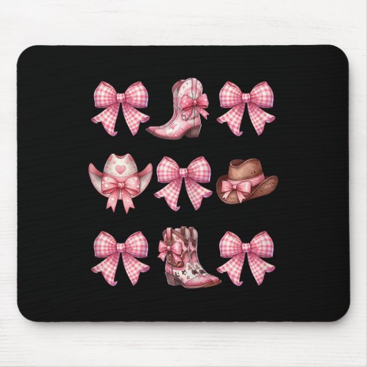 Coquette Nk Bow Cowgirl Boots And Hats Mousepad (Vorne)