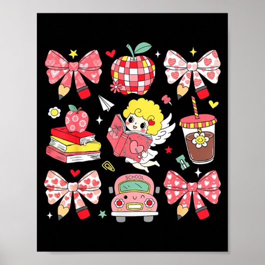 Coquette Nk Bow Teacher Appreciation Valentines Da Poster (Vorne)