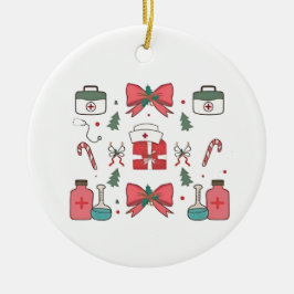 Coquette Nurse Bow Custom Nurse Weihnachten Weihna Keramik Ornament