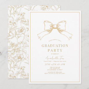 Coquette Ocher Bow Ribbon Graduierungspartei Einladung