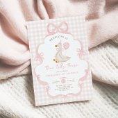 Coquette One Silly Goose Pink Bow 1st Birthday Einladung