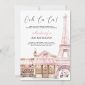 Coquette Paris Französisches Pariser Café Geburtst Einladung (Vorderseite)