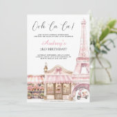 Coquette Paris Französisches Pariser Café Geburtst Einladung (Stehend Vorderseite)