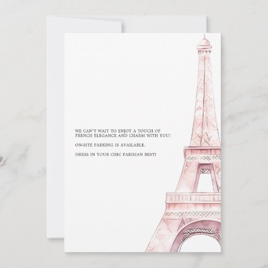 Coquette Paris Französisches Pariser Café Geburtst Einladung (Rückseite)