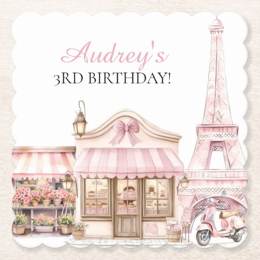 Coquette Paris Französisches Pariser Café Geburtst Untersetzer (Vorderseite)