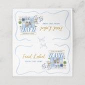 Coquette Pariser Café Französisch Blue Food Label Terminkarte (Außenseite Aufgefaltet)