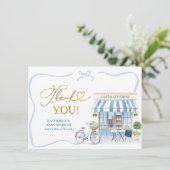 Coquette Parisian café French Blue Danke Card Begleitkarte (Stehend Vorderseite)