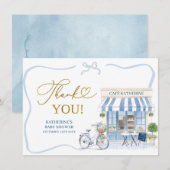 Coquette Parisian café French Blue Danke Card Begleitkarte (Vorne/Hinten)