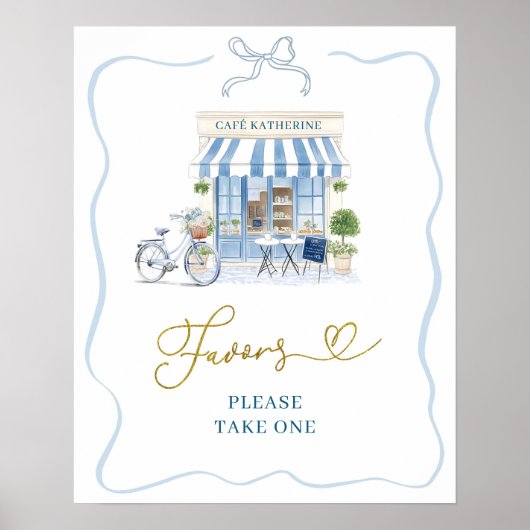 Coquette Parisian café French Blue Favors Poster (Vorne)