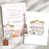 Coquette Parisian café French Bridal Brunch Einladung