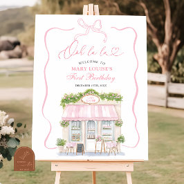 Coquette Parisian cafe French Pink Welcome Sign Poster