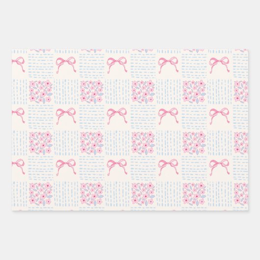 Coquette Pastel Blue Cute Wrapping Paper Geschenkpapier Set (Vorderseite 3)