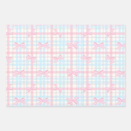 Coquette Pastel Blue Cute Wrapping Paper Geschenkpapier Set (Vorderseite 2)