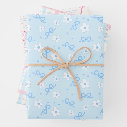 Coquette Pastel Blue Cute Wrapping Paper Geschenkpapier Set (Beispiel)