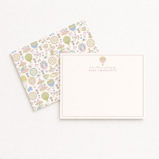 Coquette Pastel Circus Balloon Nursery Note Card Einladung