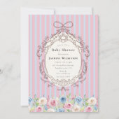 coquette pastel Rose Baby Shower with qr code rsvp Einladung (Vorderseite)