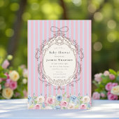 coquette pastel Rose Baby Shower with qr code rsvp Einladung
