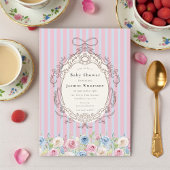 coquette pastel Rose Baby Shower with qr code rsvp Einladung