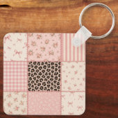 Coquette-Patchwork-Blumen-Leopard-Schlüsselanhänge Schlüsselanhänger (Rückseite)