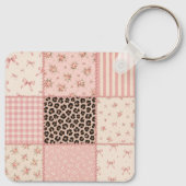 Coquette-Patchwork-Blumen-Leopard-Schlüsselanhänge Schlüsselanhänger (Rückseite)