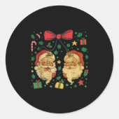 Coquette Patchwork Santa Claus Retro Christmas Fun Runder Aufkleber (Vorderseite)