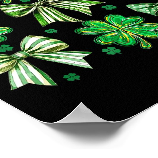Coquette Patrick's Day Bow,shamrock Lucky Bow Funn Poster (Ecke)