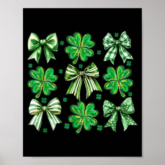 Coquette Patrick's Day Bow,shamrock Lucky Bow Funn Poster (Vorne)