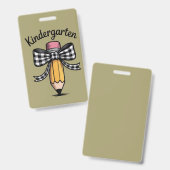 Coquette Pencil Bow Kindergarten Lehrerschule Ausweis (Vorder- & Rückseite)