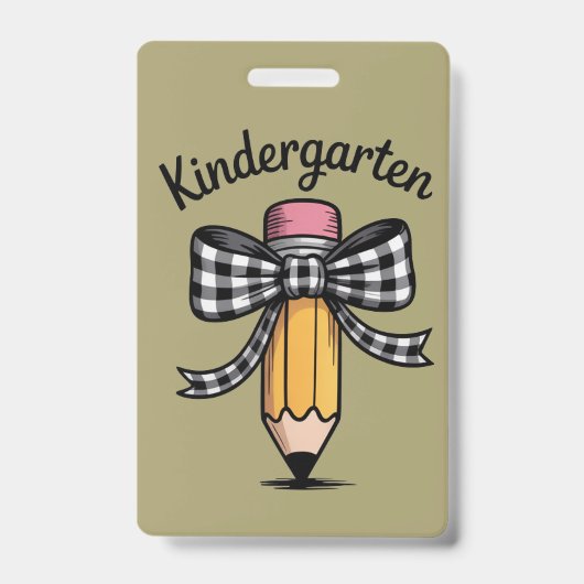 Coquette Pencil Bow Kindergarten Lehrerschule Ausweis (Vorderseite)
