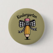 Coquette Pencil Bow Kindergarten Lehrerschule Button (Vorderseite)