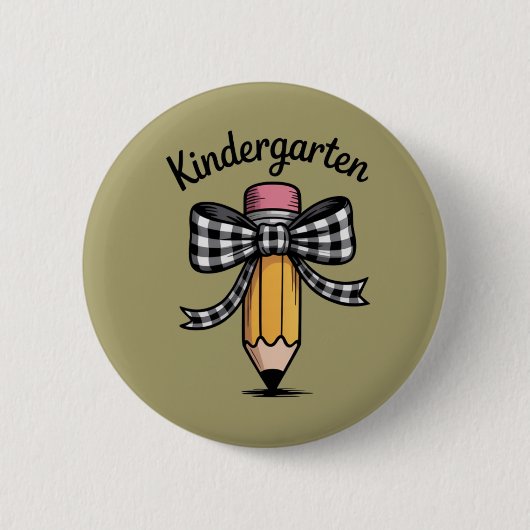 Coquette Pencil Bow Kindergarten Lehrerschule Button (Vorderseite)