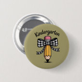 Coquette Pencil Bow Kindergarten Lehrerschule Button (Vorne & Hinten)