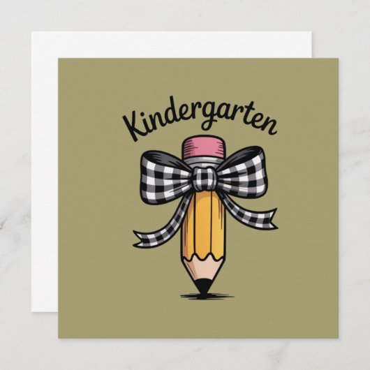 Coquette Pencil Bow Kindergarten Lehrerschule Einladung (Vorne/Hinten)
