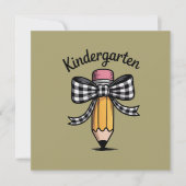 Coquette Pencil Bow Kindergarten Lehrerschule Einladung (Vorderseite)