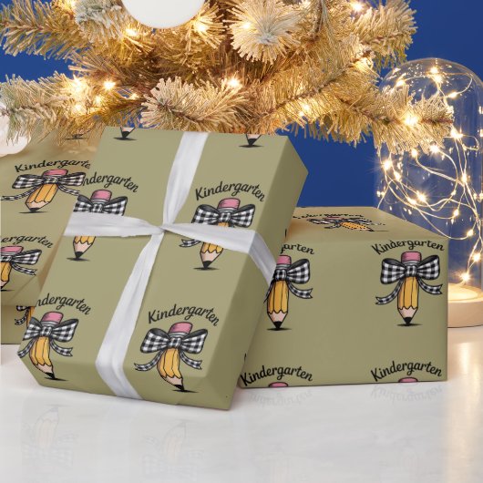 Coquette Pencil Bow Kindergarten Lehrerschule Geschenkpapier (Feiertage)