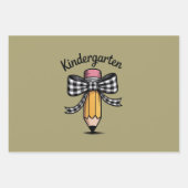 Coquette Pencil Bow Kindergarten Lehrerschule Geschenkpapier Set (Vorderseite)